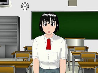 彼女の膝の上にハードディックを吹い3Dアニメの女子高生
